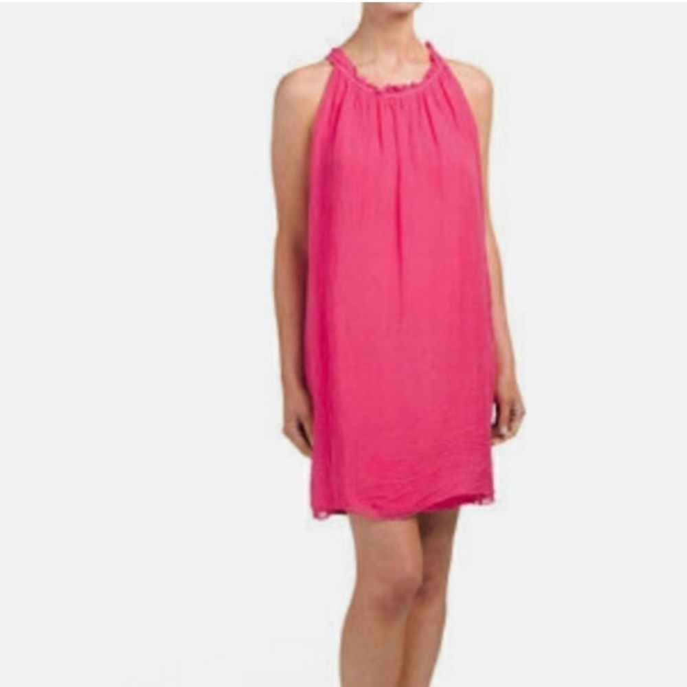 Luisa Ricci 100% silk made in Italy hot pink dress sz Small